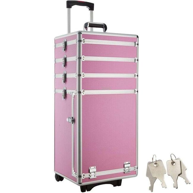 Kozmetický kufrík so 4 poschodiami - ružový ZO_400721 1