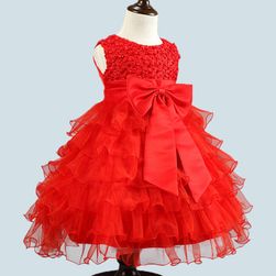Dívčí šaty s bohatou sukní a velkou mašlí - 5 barev