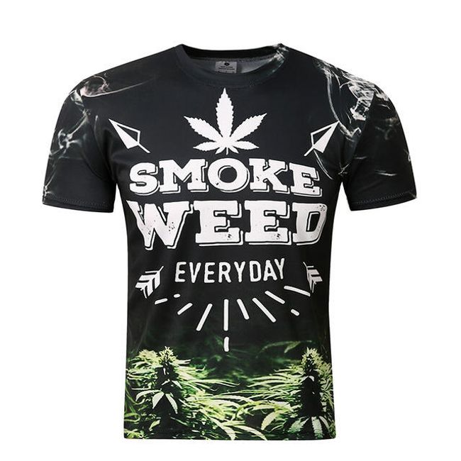 T-shirt z krótkim rękawem i nadrukiem 3D - Smoke weed na co dzień 1