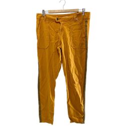 Дамски ленени панталони с декоративен колан отстрани, LPB WOMAN, горчица, Размери PANT: ZO_112577-40
