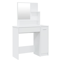 Toaletní stolek se zrcadlem lesklý bílý 86,5x35x136cm ZO_833475