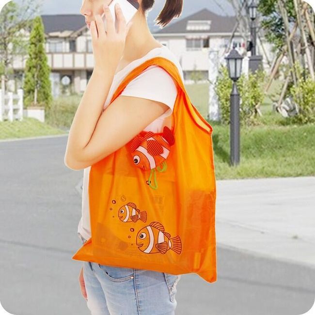 Сгъваема чанта за пазаруване във формата на риба - 7 цвята 1