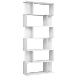 Knjižnica/razdelilnik prostorov bela visok sijaj 31,5" x 9,4" x 75,6" ZO_801937