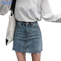 Džínsová sukňa s vysokým pásom - modrá, veľkosti XS - XXL: ZO_225114-XL