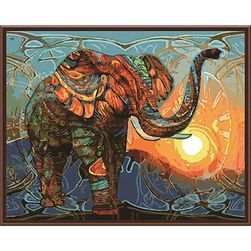 DIY obraz se slonem - malování podle čísel