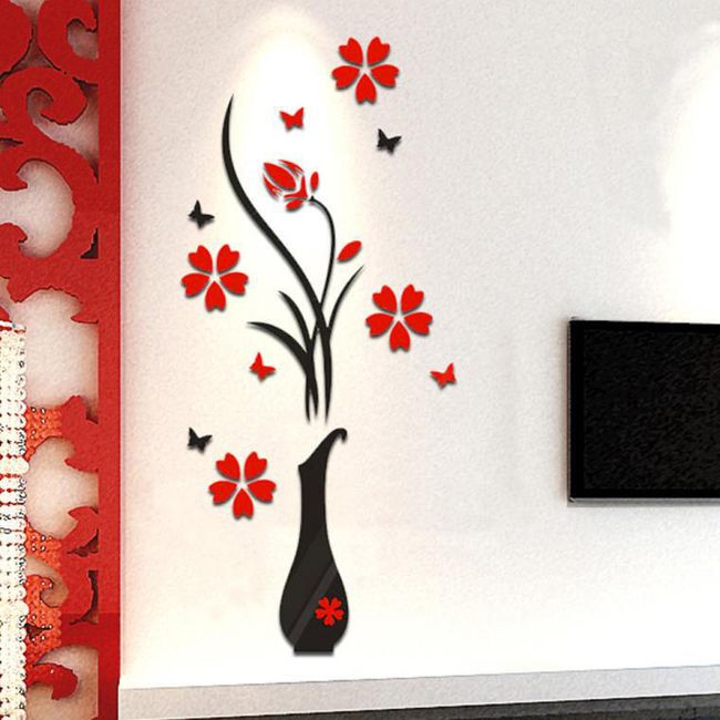 Samolepka na stenu - váza s kvetinami 1