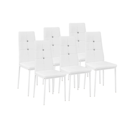 6 Krzesła do jadalni, ozdobne cyrkonie białe ZO_402543