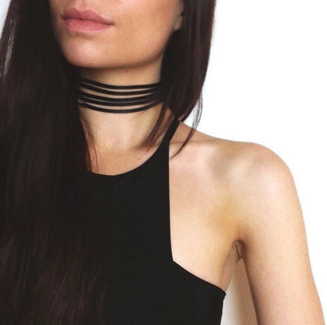 Vícevrstvý choker náhrdelník - černá barva 1