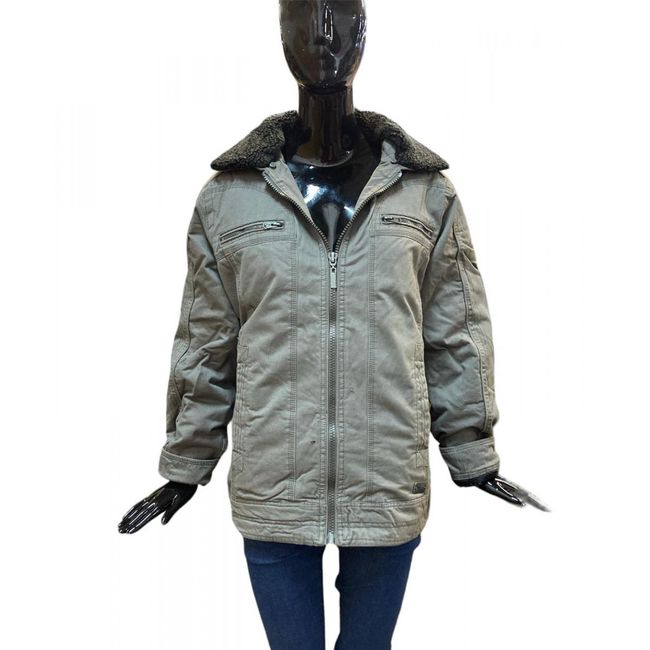 Pánská Zimní bunda - khaki s kožíškem, Velikosti XS - XXL: ZO_256213-M 1