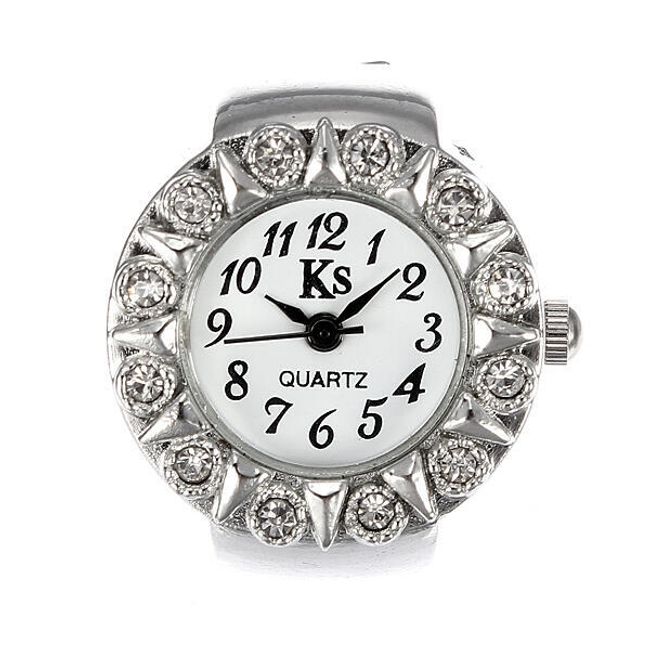 Srebrny zegarek pierścionkowy z kamyczkami 1