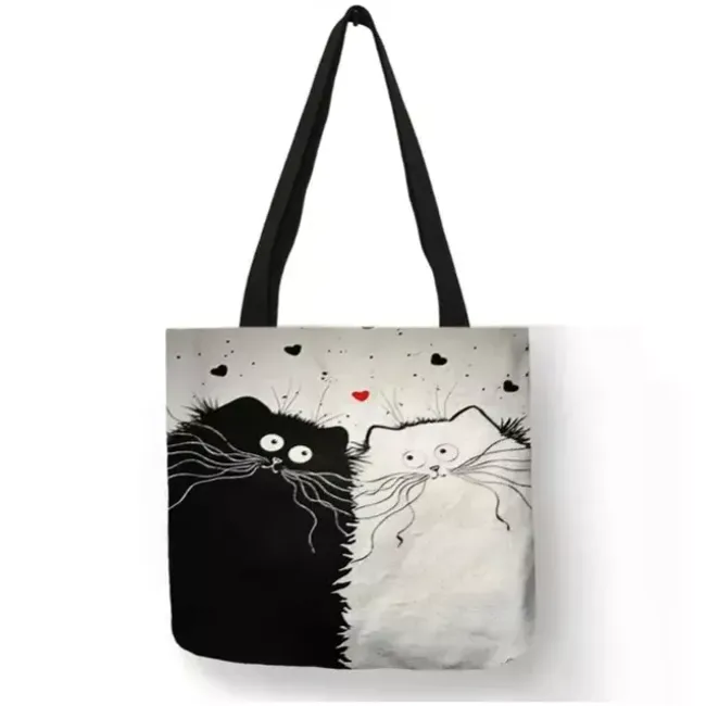 Női macska nyomtatott válltáska bevásárló táska Tiffany 1