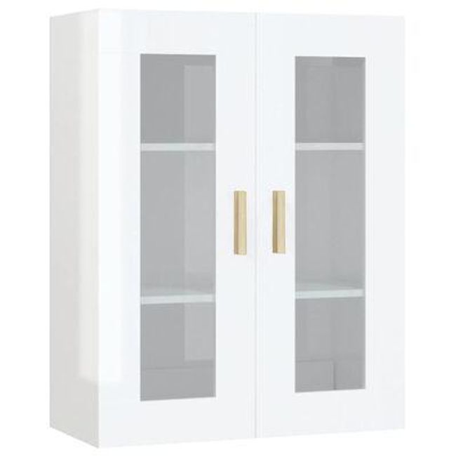 Висящ стенен шкаф в бяло с висок гланц 69,5x34x90 cm ZO_812282 1