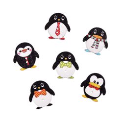 Set de nasturi din lemn cu pinguin - 50 buc.