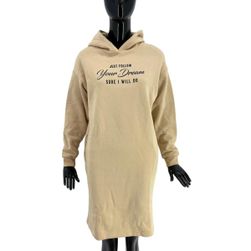 Dámske mikinové šaty kapucňou - béžovej, Veľkosti XS - XXL: ZO_108815-S