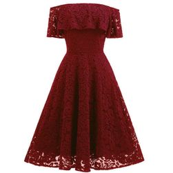 Koronkowa sukienka z opuszczonymi ramionami - 5 kolorów