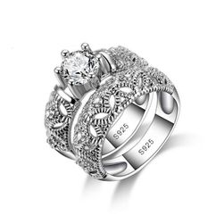Podwójny pierścionek z dżetami w kolorze srebrnym