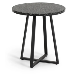 Crni vrtni stol s Tella kamenom pločom, ø 70 cm ZO_266180