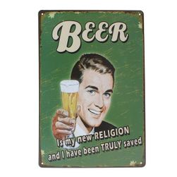 Оловен ретро зелен знак за бира