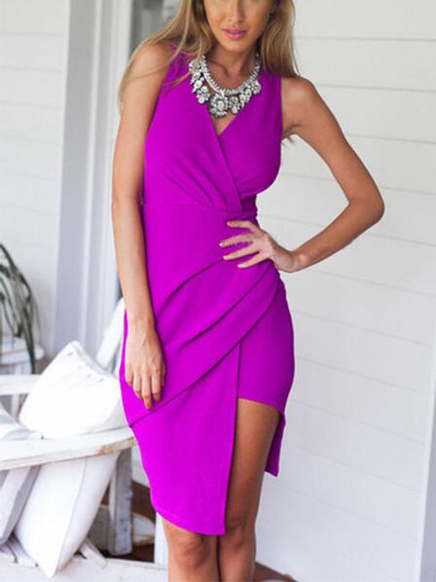 Sexy fialové asymetrické šaty 1