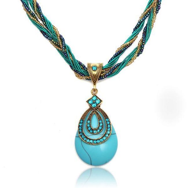 Výrazný vintage náhrdelník v tyrkysovej farbe 1
