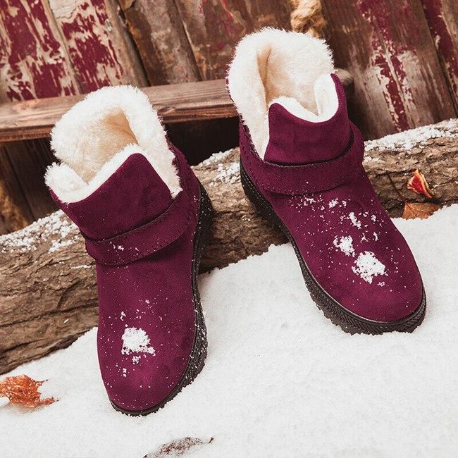 Damskie buty zimowe z futerkiem - kostka Czerwony - 7, Rozmiary Tekstylny CONFECTION: ZO_232347-7 1