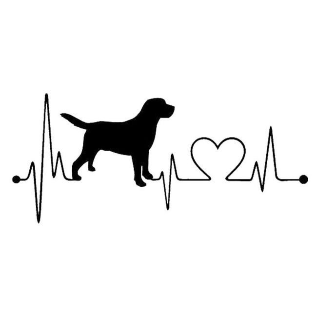 Samolepka - labrador s tlukotem srdce 1