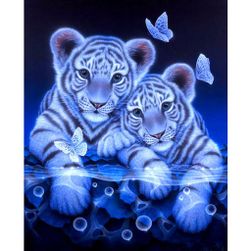 5D картина с кристали - Тигри с пеперуди ZO_ST00627