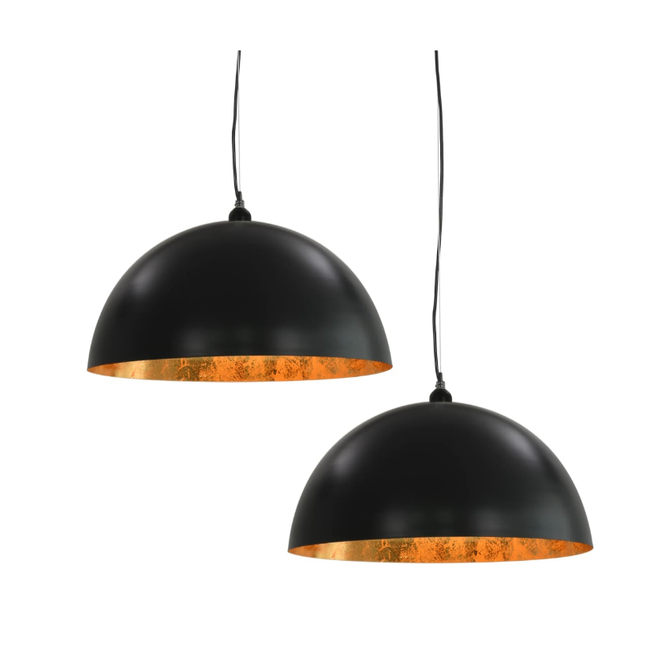 Lampy sufitowe 2 szt. czarno-złote półkuliste 50 cm E27 ZO_50877-A 1