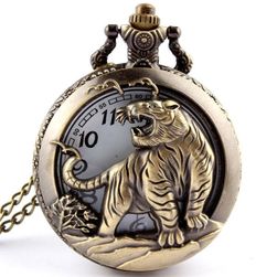Ретро джобен часовник с тигър