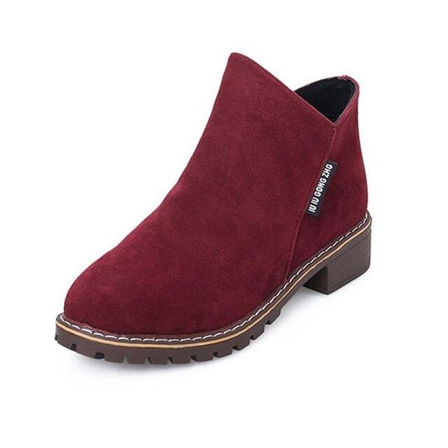 Dámské semišové boty - 4 barvy Červená - 35, Velikosti OBUV: ZO_237111-35 1