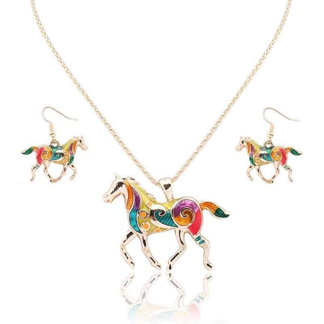 Náušnice s náhrdelníkem v podobě koní 1