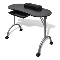 Skládací stolek na manikúru s kolečky černý ZO_371993-A
