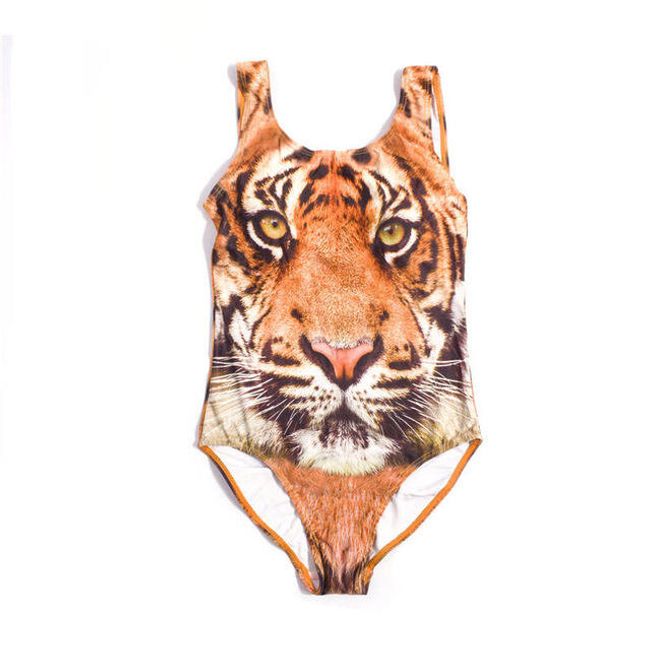 Dívčí jednodílné plavky s tygrem 1