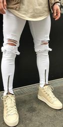 Pantaloni rupți pentru bărbați cu fermoar - 5 mărimi