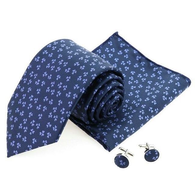 Мъжка вратовръзка с копчета за ръкавели и носна кърпа - 20 варианта 1