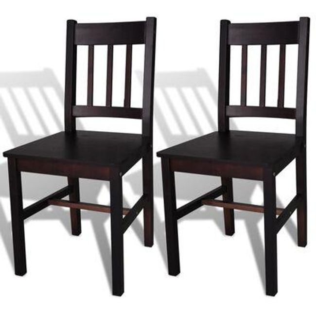 Jedilni stoli 2 kosa borovega lesa temno rjave barve ZO_241516-A 1