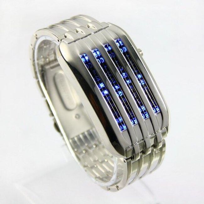 Zegarek z wyjątkowym pokazywaniem czasu z 44 LED koloru srebrnego 1