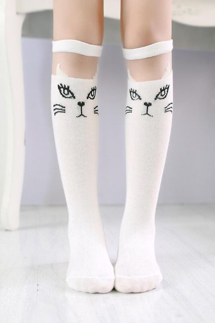 Dievčenské ponožky s mačkou - 2 farby 1