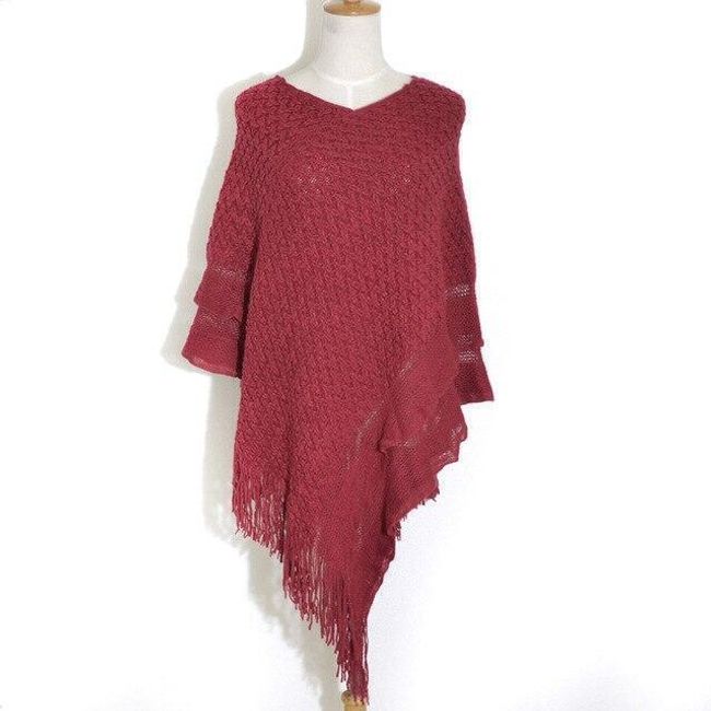 Poncho tricotat cu franjuri - 6 culori 1