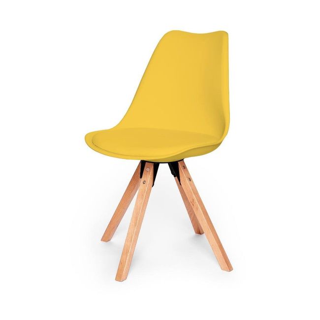 Комплект от 2 жълти стола с основа от букова дървесина Eco ZO_98-1E773 1