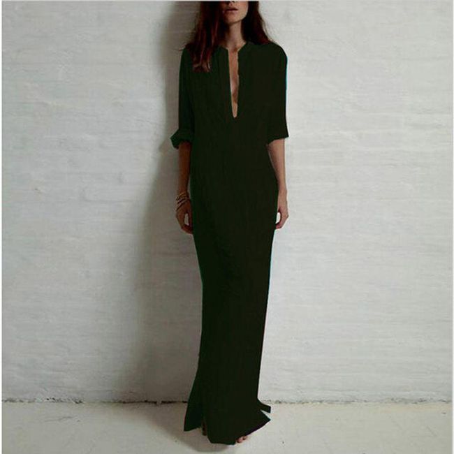 Długa sukienka koszulowa - Czarny, Rozmiary XS - XXL: ZO_229797-2XL 1