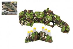 Pistolet wojskowy na naboje piankowe plastikowe 23cm + naboje piankowe 6szt z magazynkiem w pudełku 28x24x5cm RM_00850409