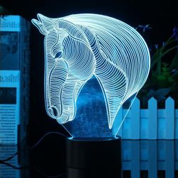 3D LED lampička ve tvaru koňské hlavy