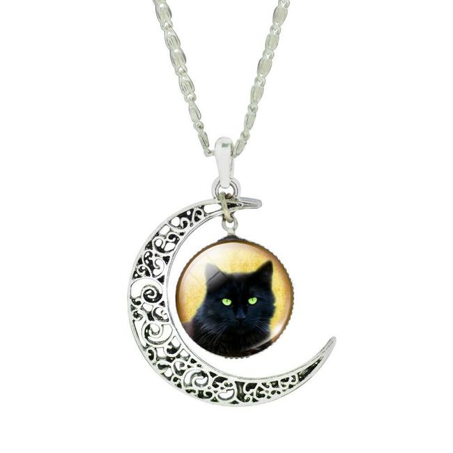 Dámský náhrdelník s půlměsícem a kočkou 1