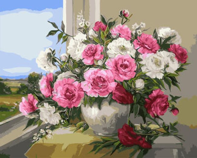 DIY obraz s růžemi - bez rámu 1