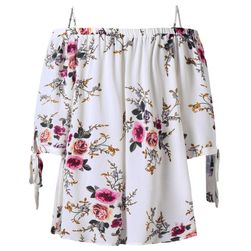 Дамска блуза с цветя в плюс размер - 4 цвята