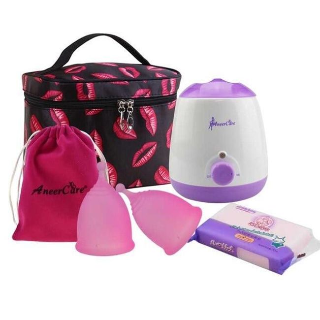 Set de două cupe menstruale cu sterilizator Jasmeen 1