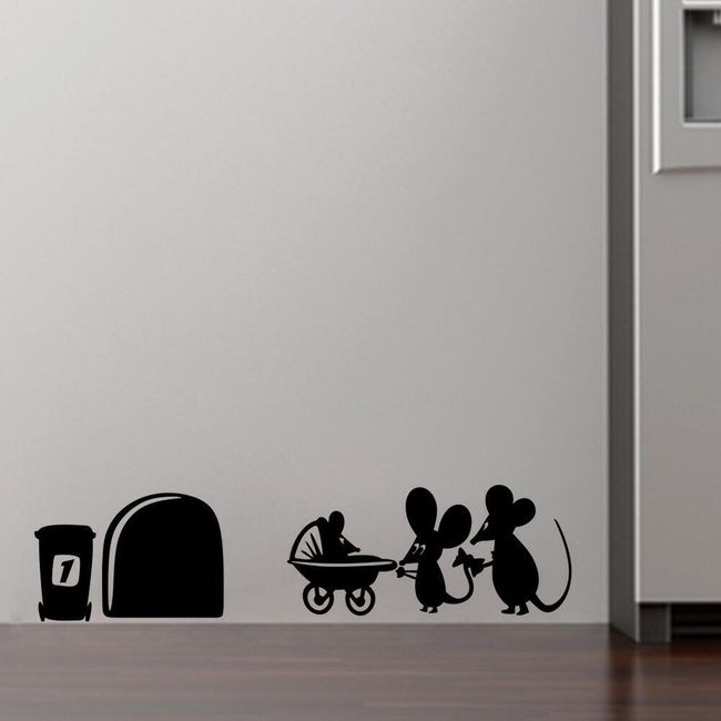 Samolepka na zeď - myší rodinka 1