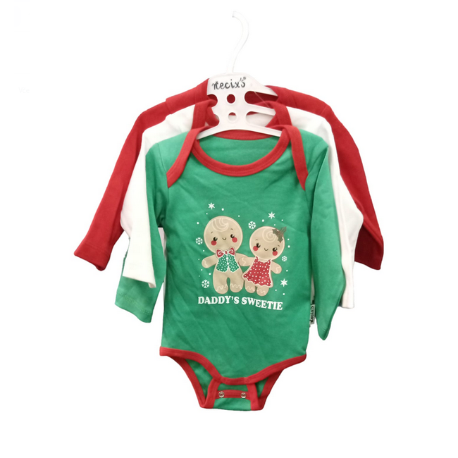 Body niemowlęce 3 sztuki - Zielony, Biały, Czerwony, Rozmiary dla niemowląt: ZO_264354-102 1