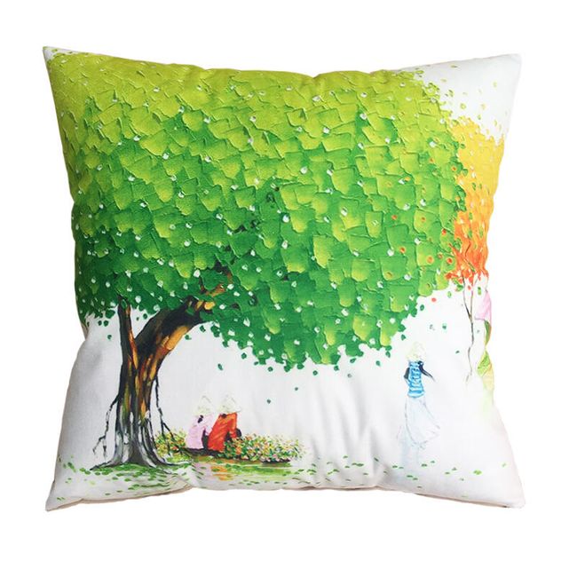 Poszewka na poduszkę z motywem drzew - 43 x 43 cm 1